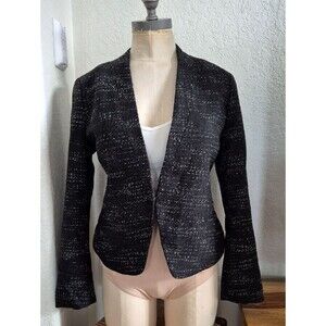 LOFT  Tweed, Black & Wht, w/ruffle backwaist & hook clousure Blazer Sz 8 Petite